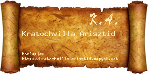 Kratochvilla Arisztid névjegykártya